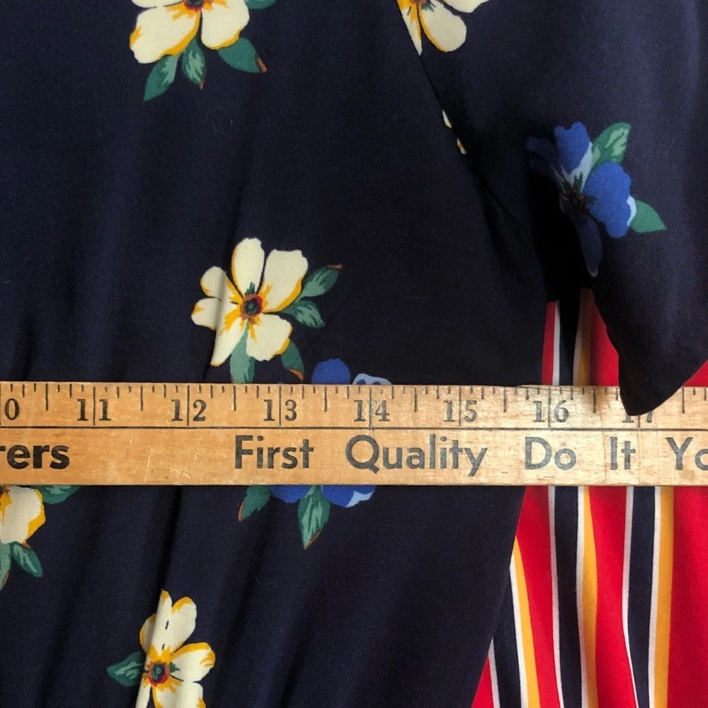 OLD NAVY & 2 HIP girls size L 14 spring summer dresses red striped & navy floral
